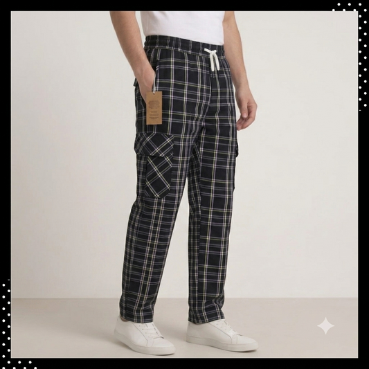 Pack of 2 Men's Premium Check Cargo Trousers Pakistan — 10% OFF | WAS ₨4,500 NOW ₨4,100 | Mix & Match Colors | COD Available