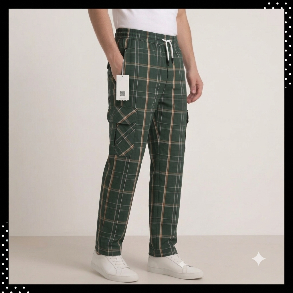 Emmoro Men's Premium Check Trousers – Pack of 2 | Black & Green Check