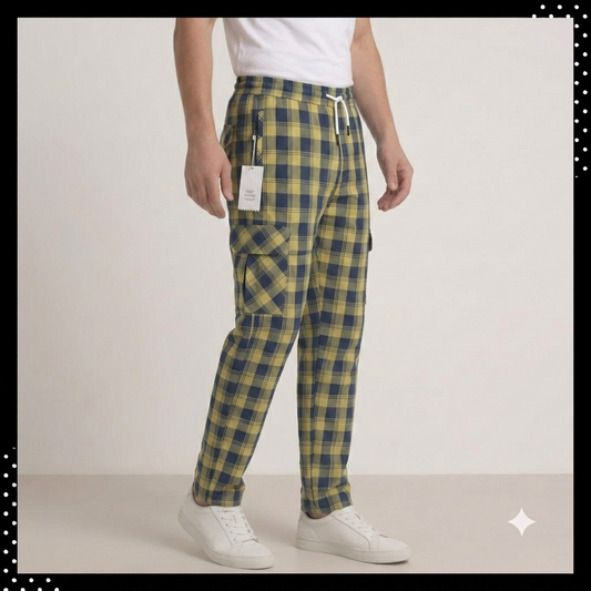 Men's Premium Check Cargo Trousers – Pack of 2 | Cotton Casual Pants