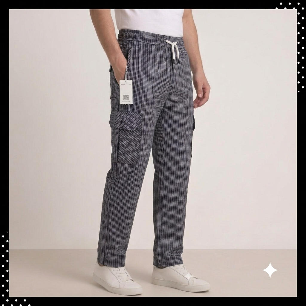 Pack of 4 Men's Premium Check Cargo Trousers Pakistan — Maximum Savings | Mix & Match Colors | COD Available