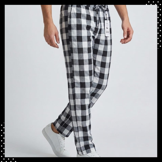 Men’s Black Check Trousers – Slim Fit Cotton Style