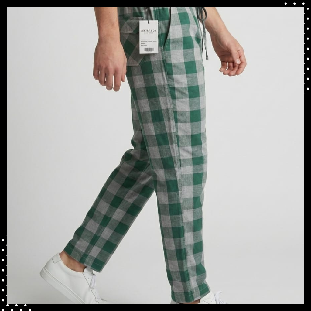 Men’s Green Check Cotton Trousers