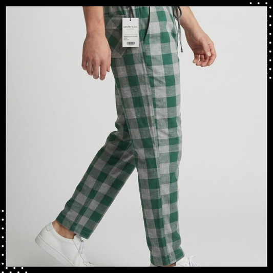 Men’s Green Check Cotton Trousers