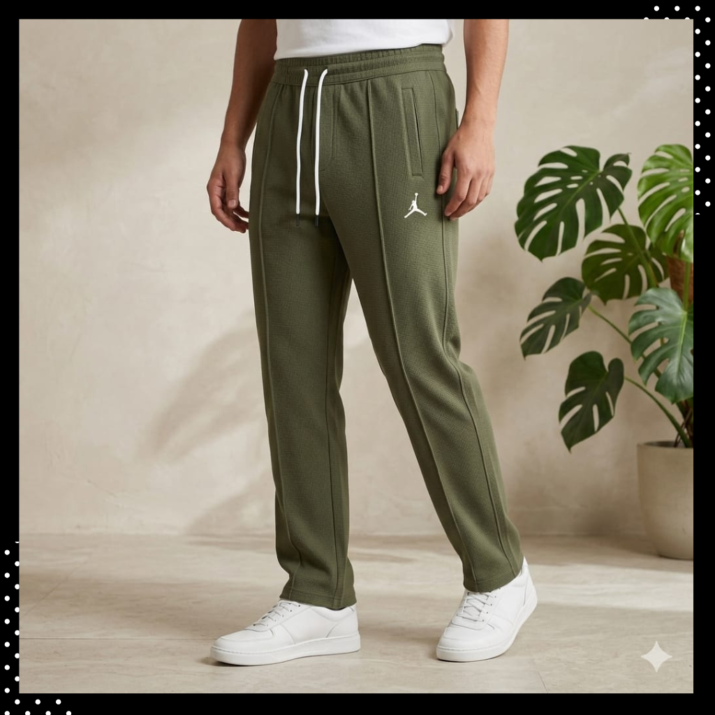 Men’s Waffle Texture Trousers – Slim Fit Stretch Casual Pants for Everyday Wear