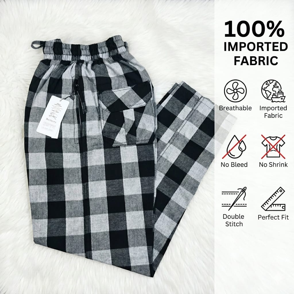 Men’s Black Check Trousers – Slim Fit Cotton Style