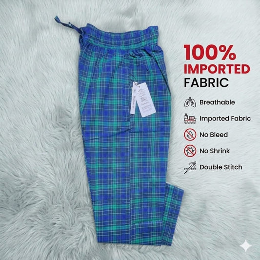 Men’s Blue Check Trousers – Slim Fit Cotton Style