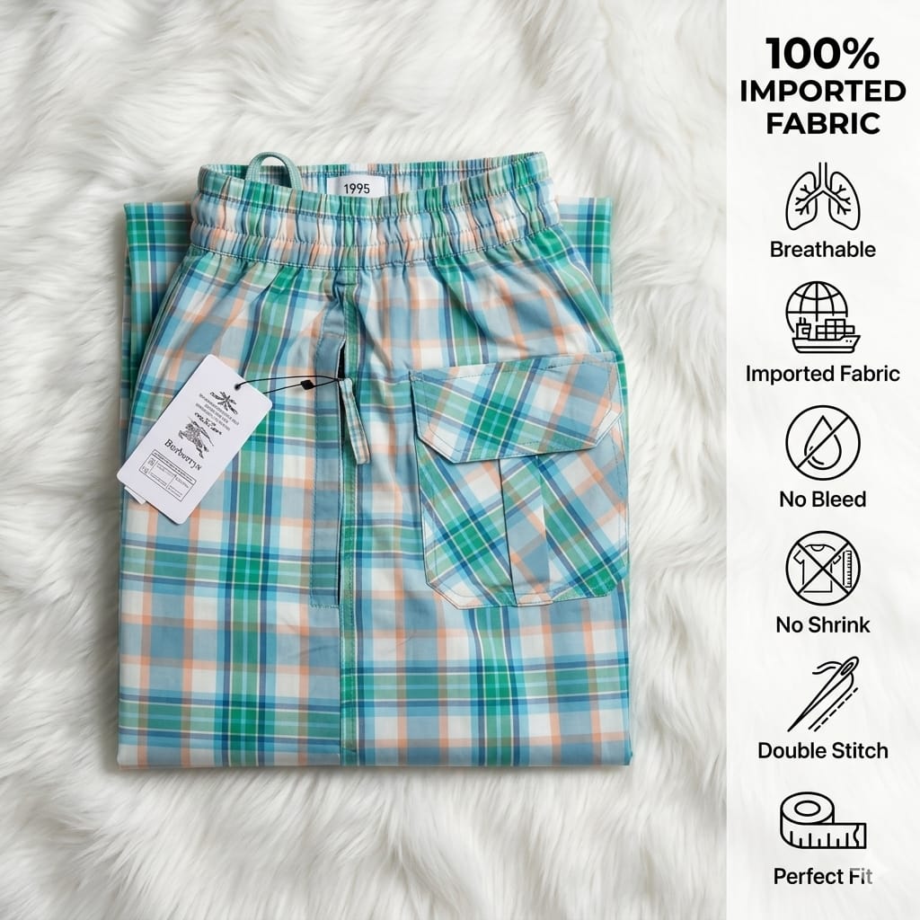Men’s green Check Trousers – Slim Fit Cotton Style