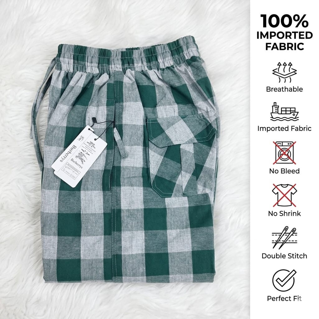 Men’s Green Check Cotton Trousers