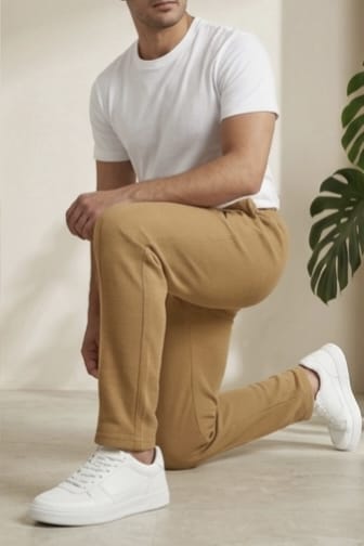 Men’s Waffle Texture Trousers – Slim Fit Stretch Casual Pants for Everyday Wear
