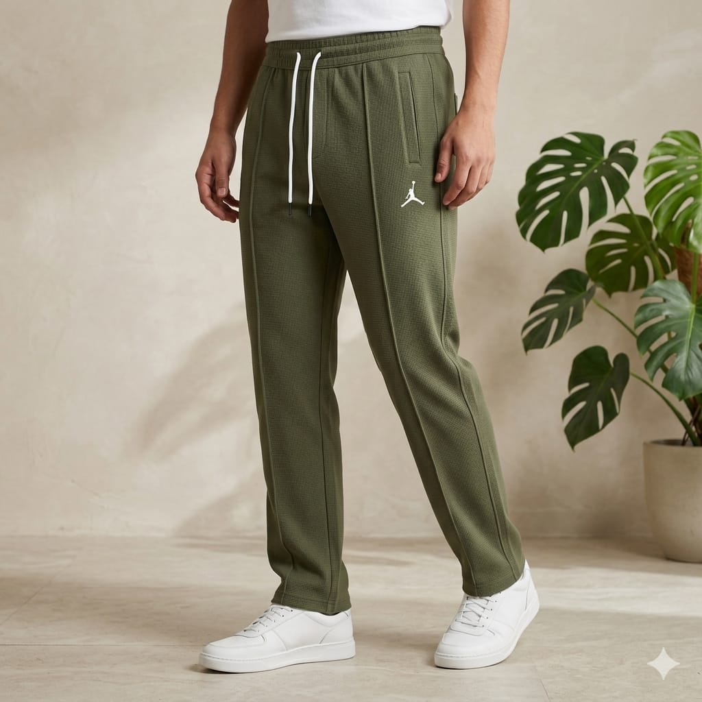 Men’s Waffle Texture Trousers – Slim Fit Stretch Casual Pants for Everyday Wear