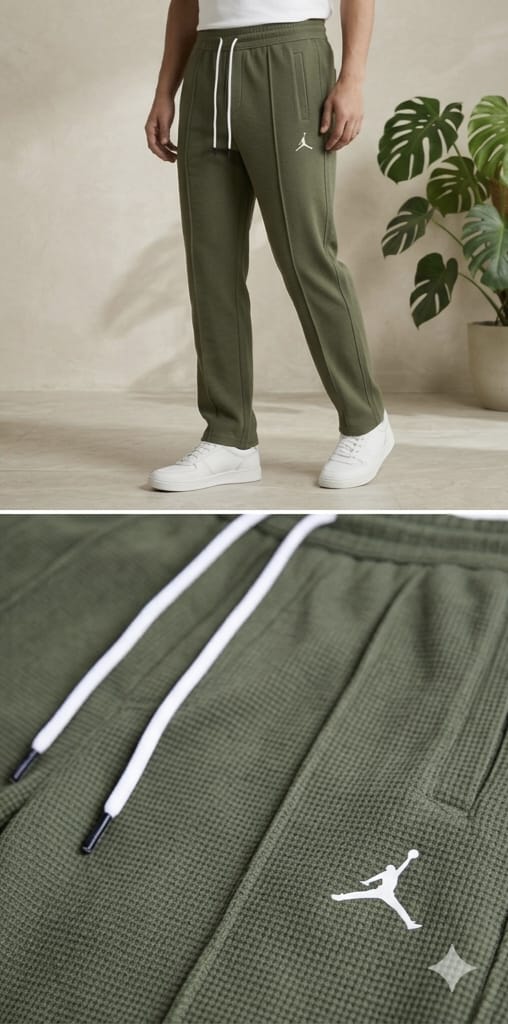Men’s Waffle Texture Trousers – Slim Fit Stretch Casual Pants for Everyday Wear
