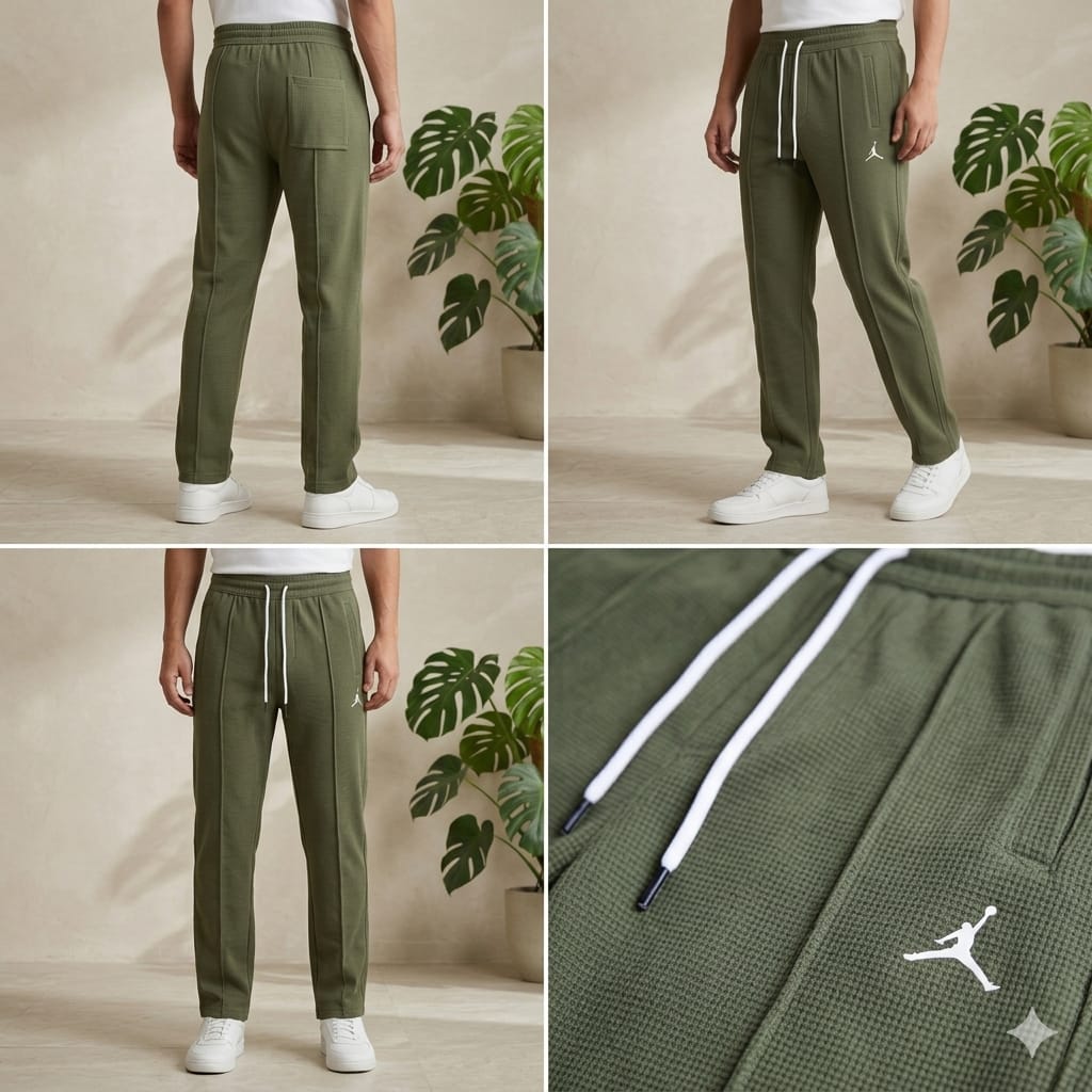Men’s Waffle Texture Trousers – Slim Fit Stretch Casual Pants for Everyday Wear
