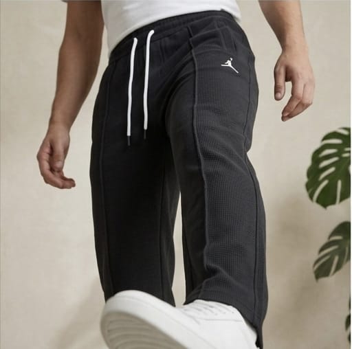 Men’s Waffle Texture Trousers – Slim Fit Stretch Casual Pants for Everyday Wear
