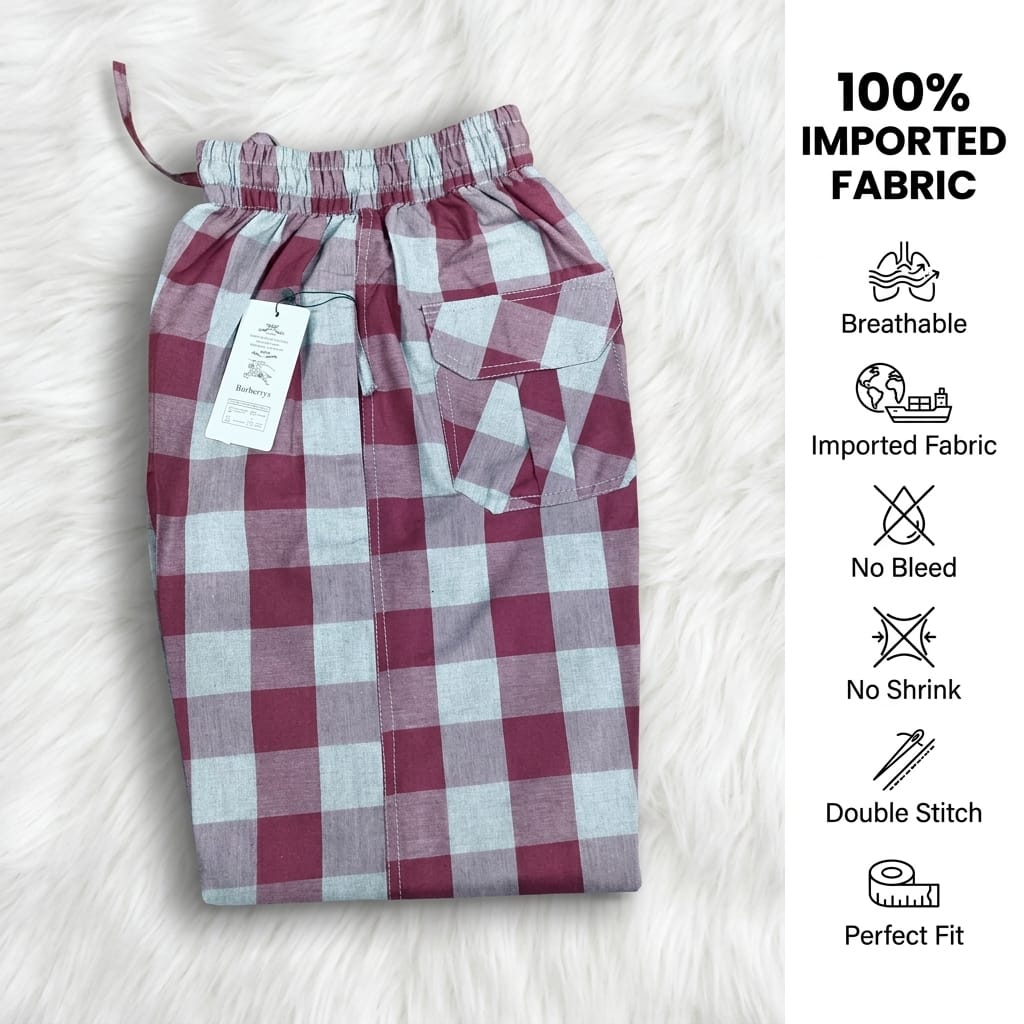 Men’s red Check Trousers – Slim Fit Cotton Style