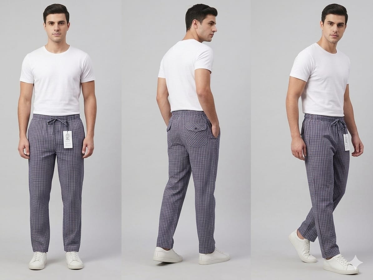 Men’s Maroon Check Trousers