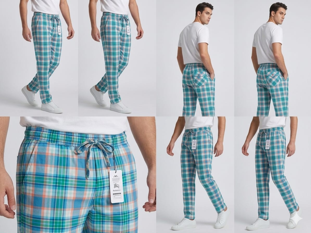 Men’s green Check Trousers – Slim Fit Cotton Style