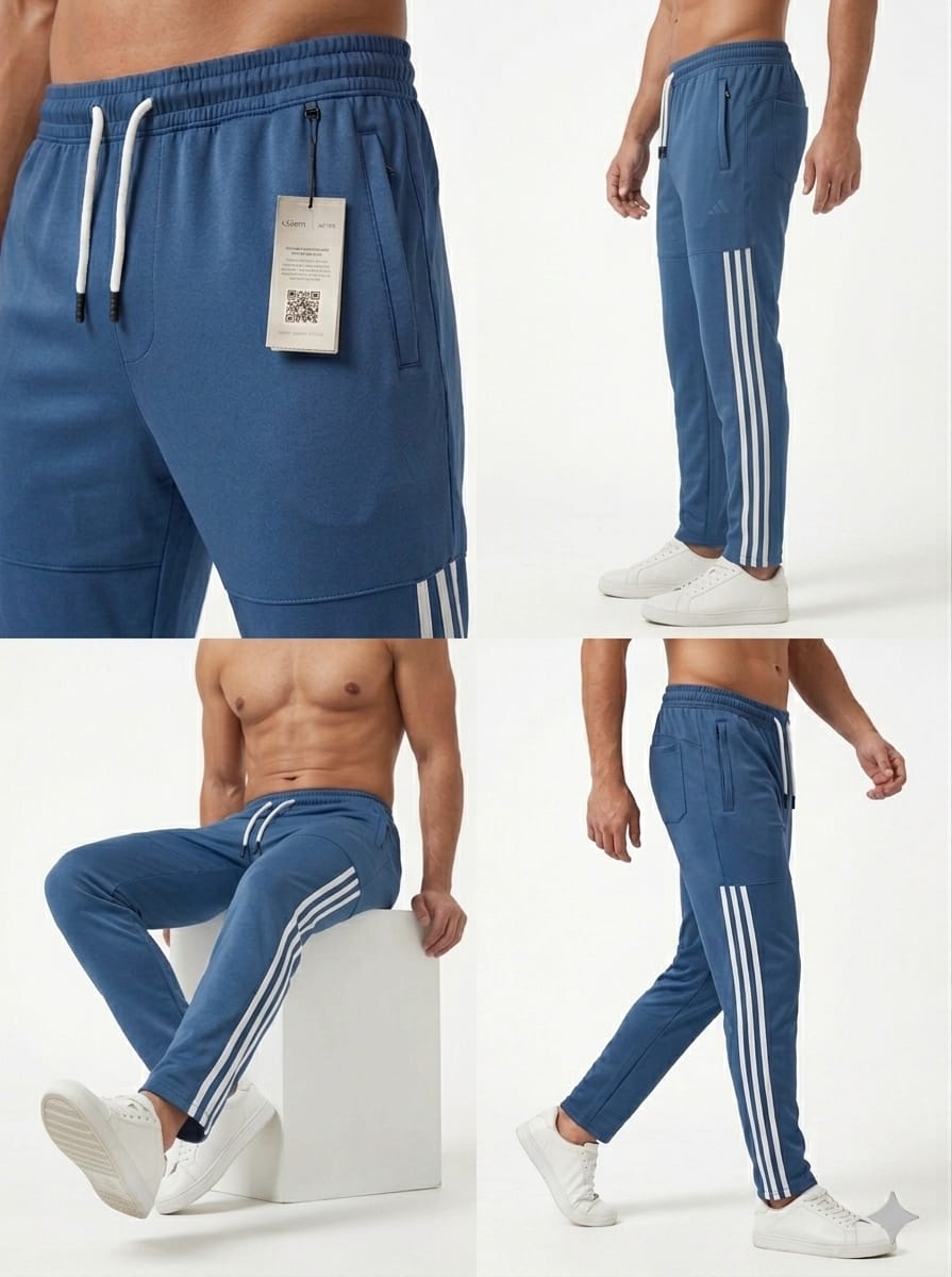 Men’s 4-Way Blue Stretch Trousers – Imported Premium Fabric
