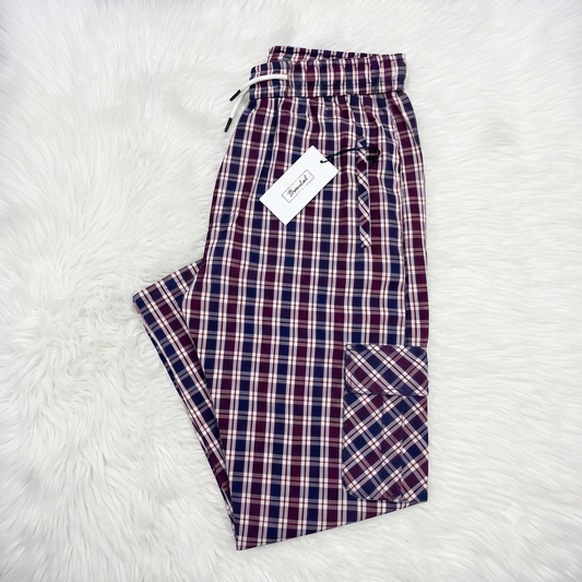 Men's Smart Fit Plaid Check Cargo Trousers – Premium Cotton Slim Fit